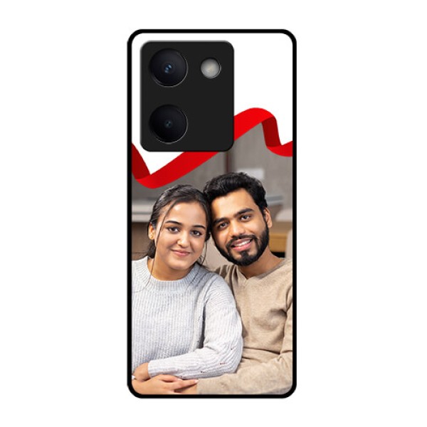 Vivo Y300 Plus 5G Custom Glass Phone Case - Red Ribbon Frame Design Vivo Y300 Plus 5G Custom Glass Phone Case - Red Ribbon Frame Design
