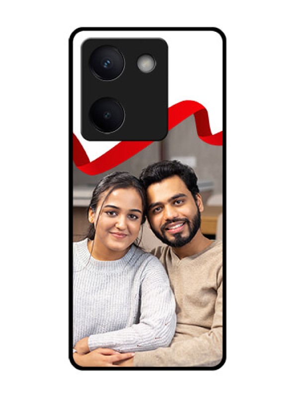 Custom Vivo Y300 Plus 5G Custom Glass Phone Case - Red Ribbon Frame Design
