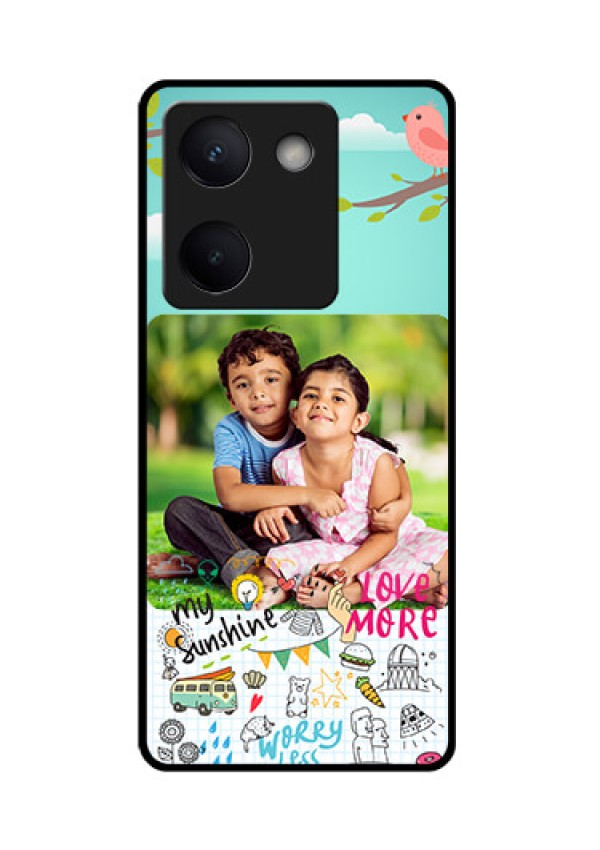 Vivo Y300 Plus 5G Custom Glass Phone Case - Doodle Love Design