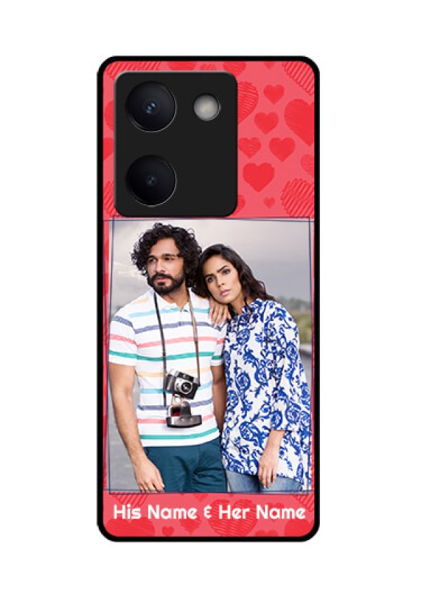 Vivo Y300 Plus 5G Custom Glass Phone Case - With Red Heart Symbols Design