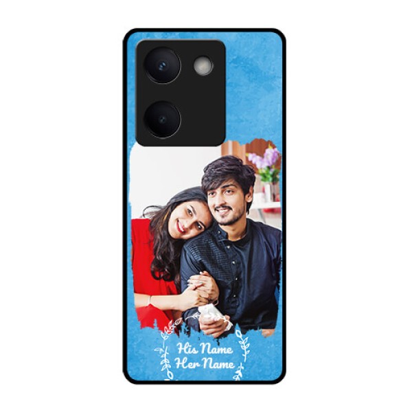 Vivo Y300 Plus 5G Custom Glass Phone Case - Blue Color Vintage Design Vivo Y300 Plus 5G Custom Glass Phone Case - Blue Color Vintage Design