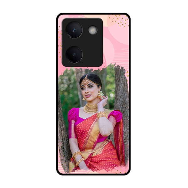 Vivo Y300 Plus 5G Custom Glass Phone Case - Gold Glitter Splash Design
