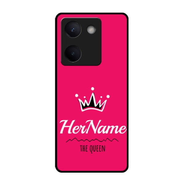 Vivo Y300 Plus 5G Custom Glass Phone Case - Queen With Name Design Vivo Y300 Plus 5G Custom Glass Phone Case - Queen With Name Design
