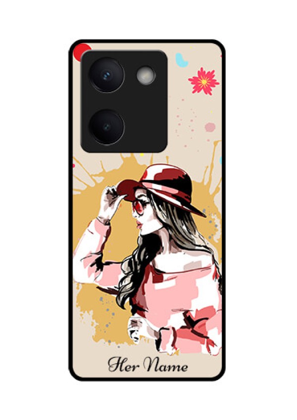 Vivo Y300 Plus 5G Custom Glass Phone Case - Women With Pink Hat Design