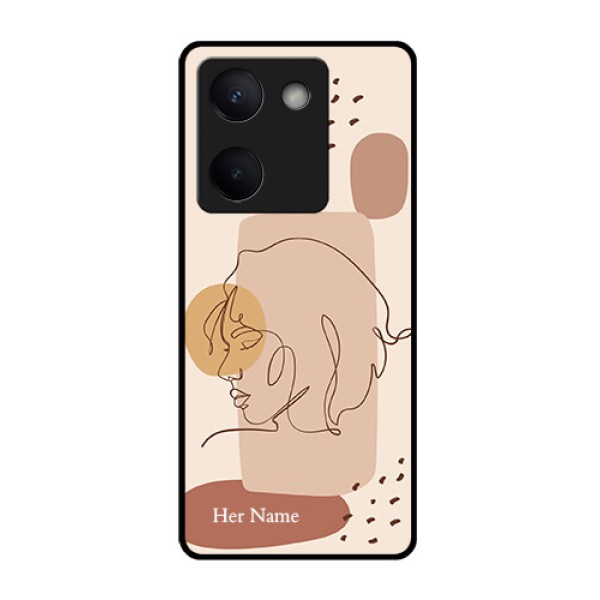 Vivo Y300 Plus 5G Custom Glass Phone Case - Calm Woman Line Art Design