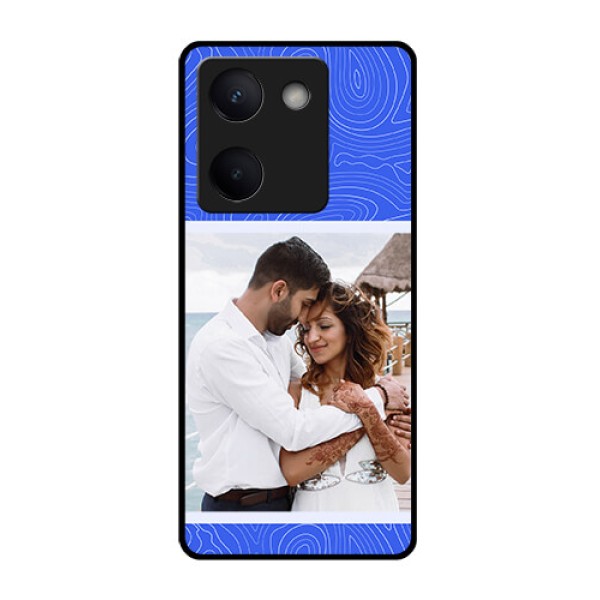 Vivo Y300 Plus 5G Custom Glass Phone Case - Curved Line Art With Blue And White Design Vivo Y300 Plus 5G Custom Glass Phone Case - Curved Line Art With Blue And White Design