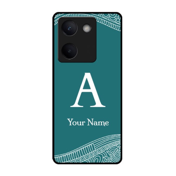 Vivo Y300 Plus 5G Custom Glass Phone Case - Line Art Pattern With Custom Name Design Vivo Y300 Plus 5G Custom Glass Phone Case - Line Art Pattern With Custom Name Design