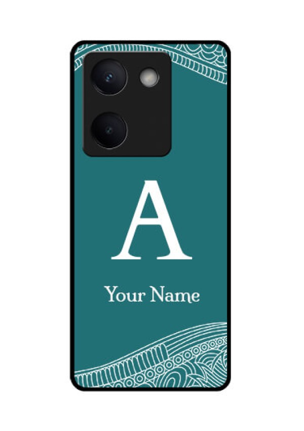 Vivo Y300 Plus 5G Custom Glass Phone Case - Line Art Pattern With Custom Name Design