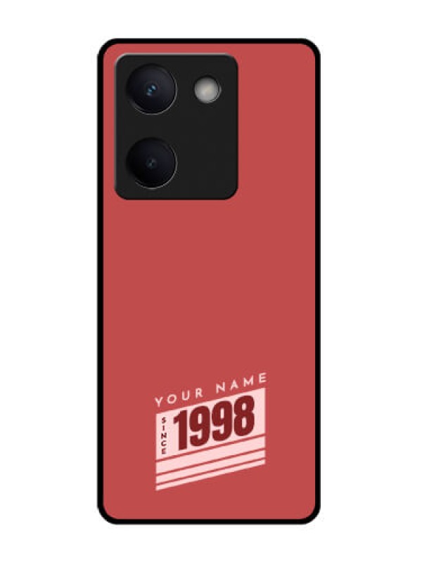 Custom Vivo Y300 Plus 5G Custom Glass Phone Case - Red Custom Year Of Birth Design