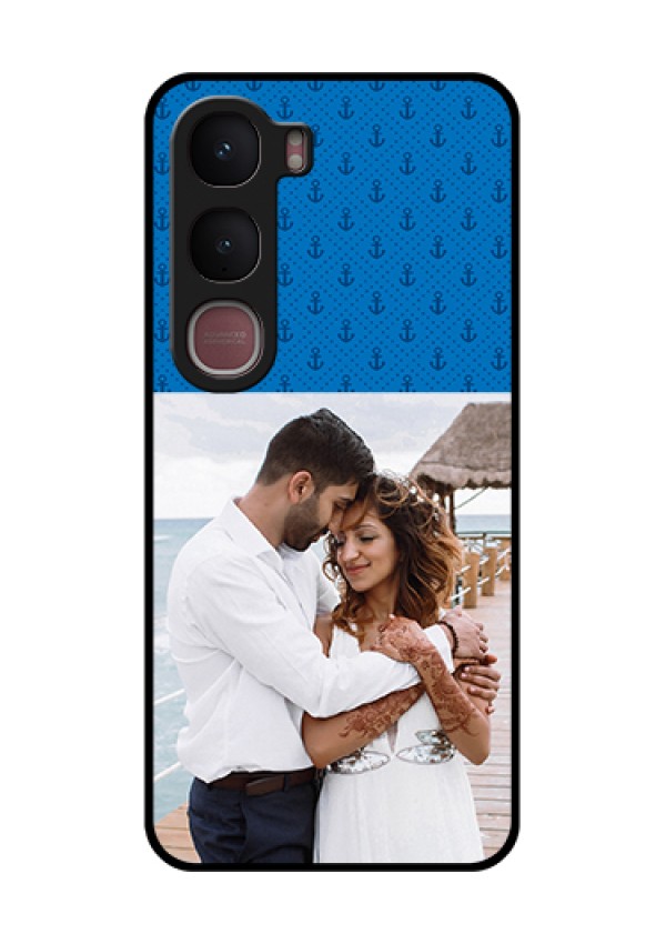 Vivo Y31 5G Custom Glass Phone Case - Blue Anchors Design