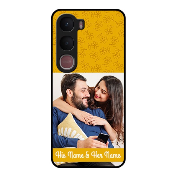 Vivo Y31 5G Custom Glass Phone Case - Yellow Floral Design Vivo Y31 5G Custom Glass Phone Case - Yellow Floral Design