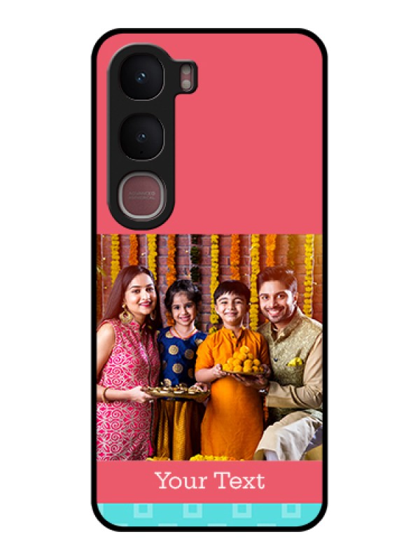 Custom Vivo Y31 5G Custom Glass Phone Case - Peach & Blue Color Design