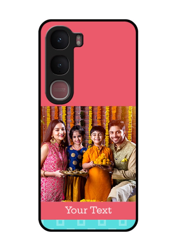 Vivo Y31 5G Custom Glass Phone Case - Peach & Blue Color Design