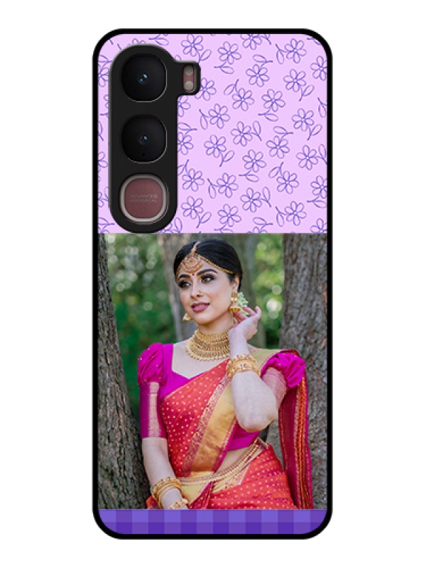 Custom Vivo Y31 5G Custom Glass Phone Case - Purple Floral Design