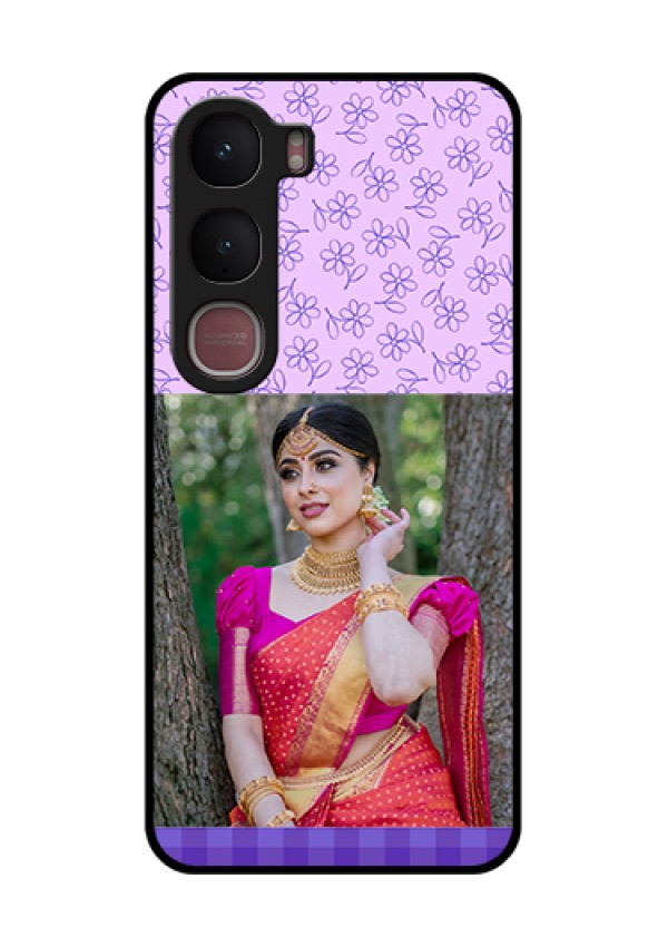Vivo Y31 5G Custom Glass Phone Case - Purple Floral Design
