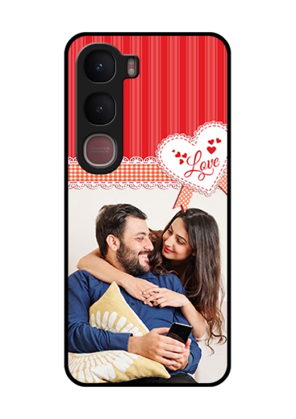 Vivo Y31 5G Custom Glass Phone Case - Red Love Pattern Design