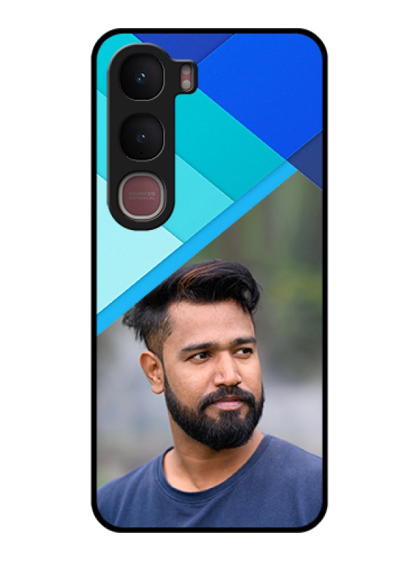 Custom Vivo Y31 5G Custom Glass Phone Case - Blue Pattern Design