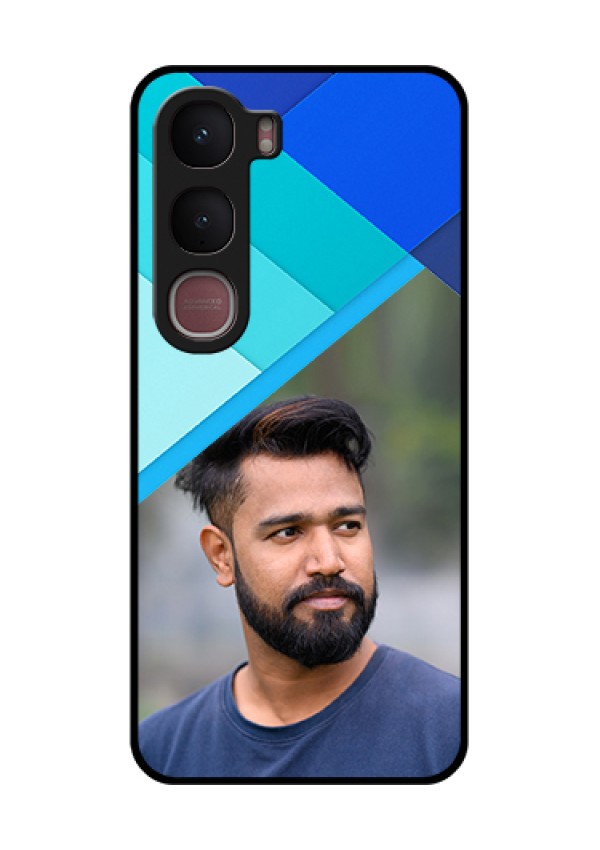 Vivo Y31 5G Custom Glass Phone Case - Blue Pattern Design