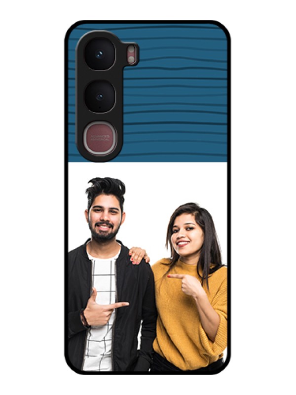 Custom Vivo Y31 5G Custom Glass Phone Case - Blue Pattern Cover Design