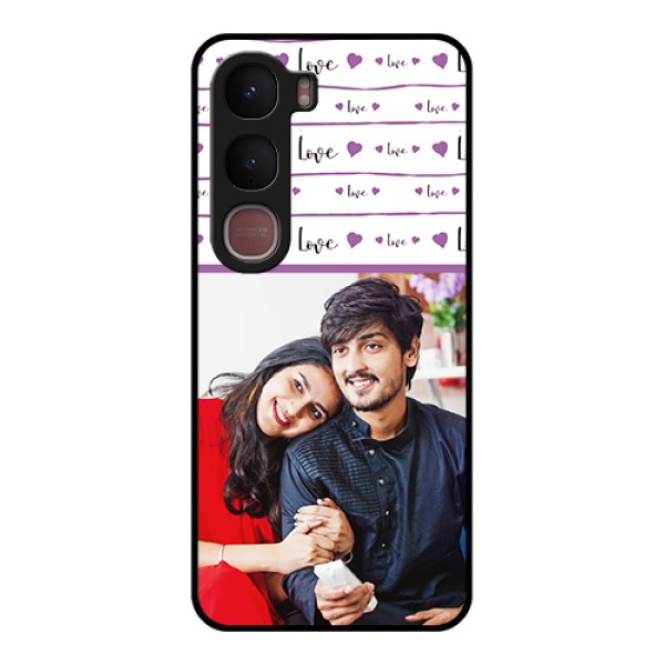 Vivo Y31 5G Custom Glass Phone Case - Couples Heart Design