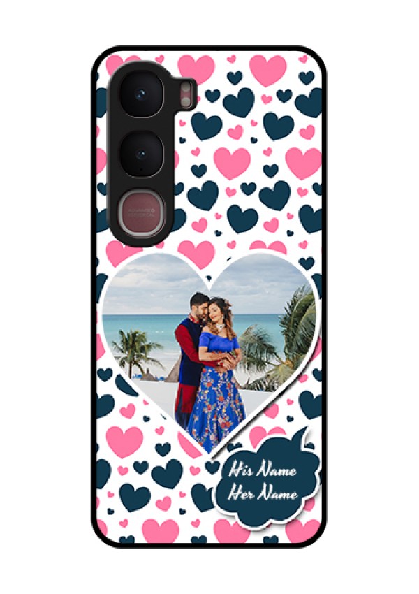 Vivo Y31 5G Custom Glass Phone Case - Pink & Blue Heart Design
