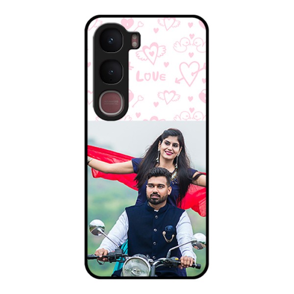Vivo Y31 5G Custom Glass Phone Case - Pink Flying Heart Design