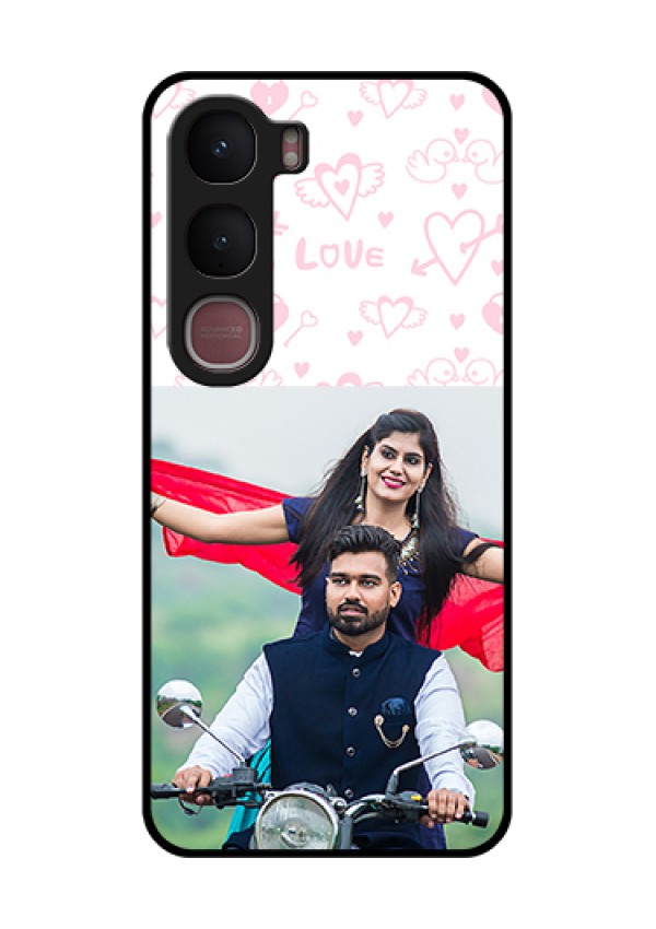 Vivo Y31 5G Custom Glass Phone Case - Pink Flying Heart Design