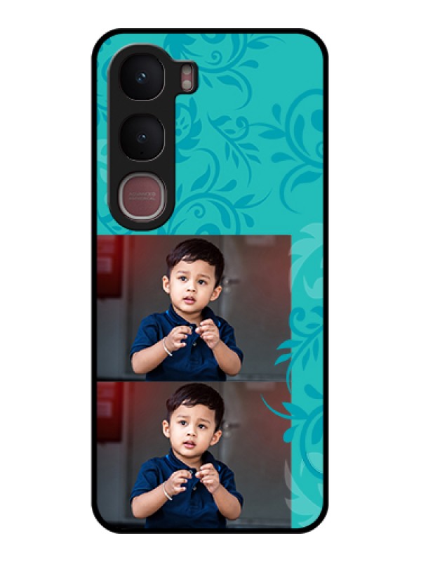 Custom Vivo Y31 5G Custom Glass Phone Case - With Photo And Green Floral Design