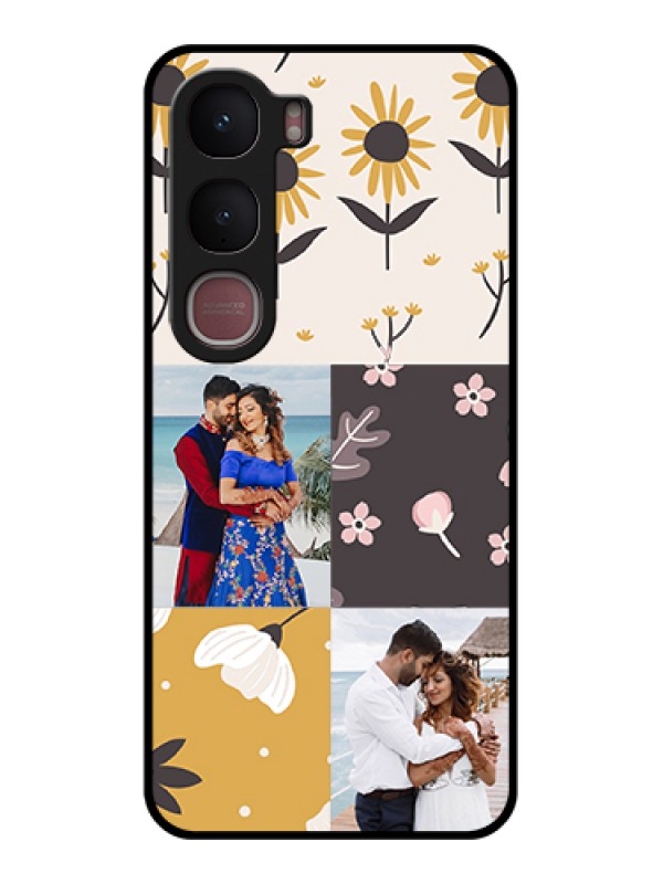 Custom Vivo Y31 5G Custom Glass Phone Case - 3 Images With Floral Design