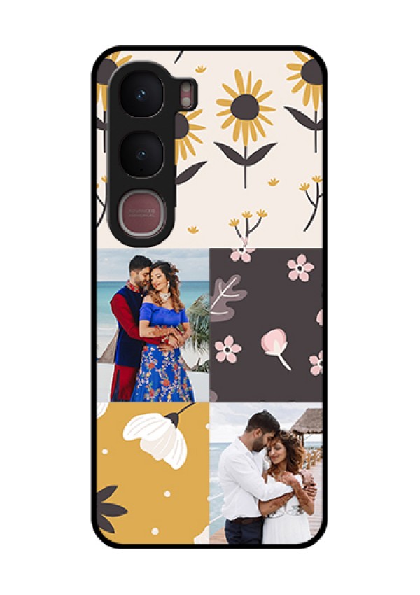 Vivo Y31 5G Custom Glass Phone Case - 3 Images With Floral Design