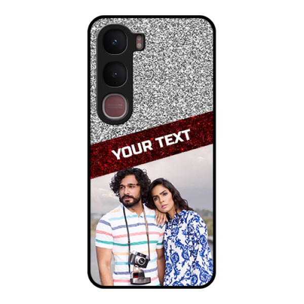 Vivo Y31 5G Custom Glass Phone Case - Image Holder With Glitter Strip Design Vivo Y31 5G Custom Glass Phone Case - Image Holder With Glitter Strip Design