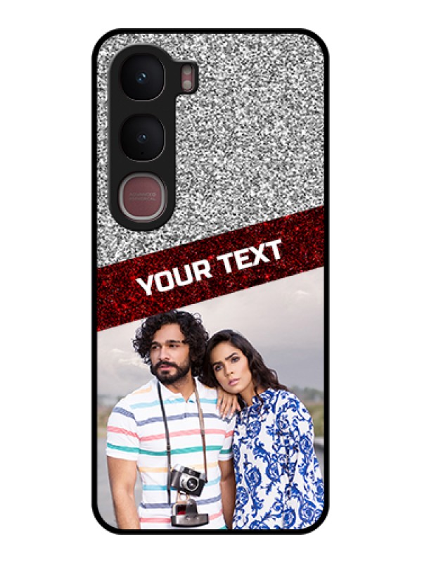 Custom Vivo Y31 5G Custom Glass Phone Case - Image Holder With Glitter Strip Design