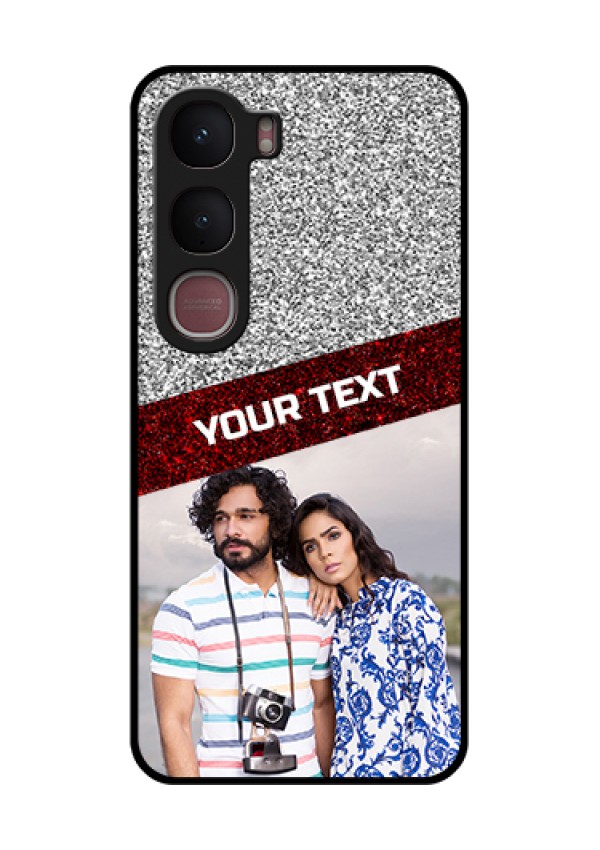 Vivo Y31 5G Custom Glass Phone Case - Image Holder With Glitter Strip Design