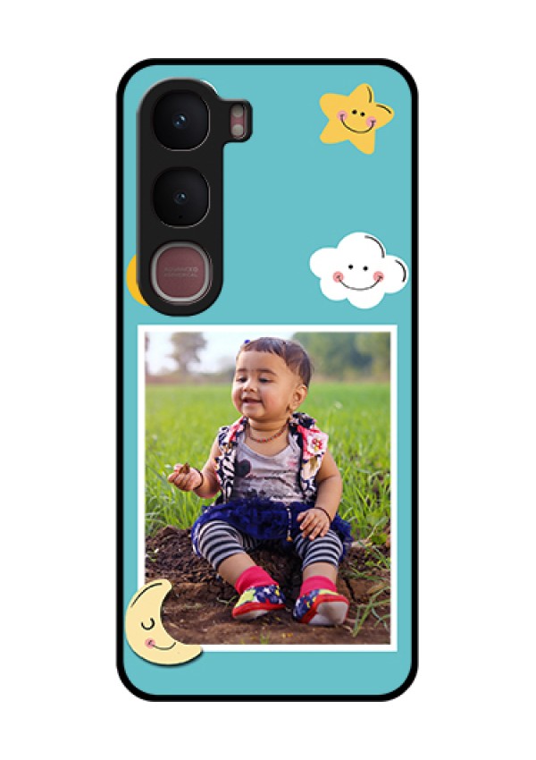 Vivo Y31 5G Custom Glass Phone Case - Smiley Kids Stars Design