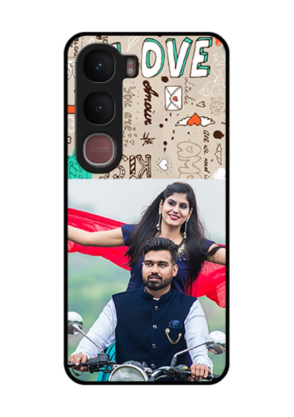 Vivo Y31 5G Custom Glass Phone Case - Love Doodle Pattern