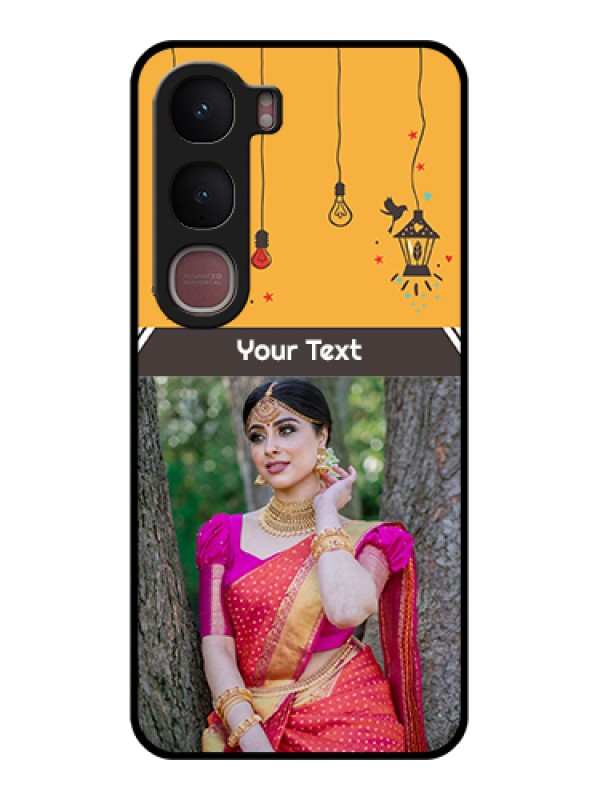 Custom Vivo Y31 5G Custom Glass Phone Case - With Family Picture And Icons