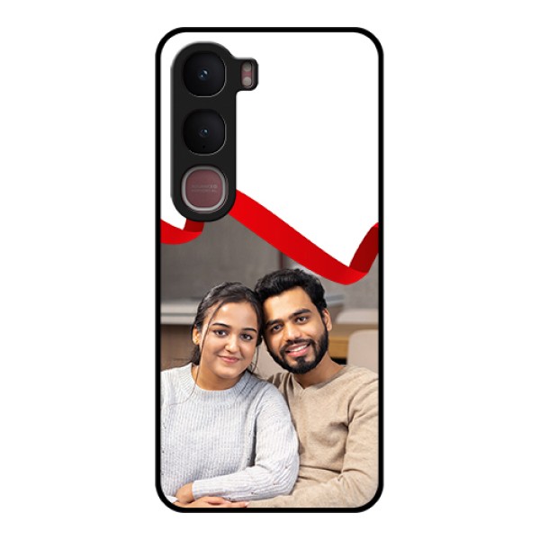 Vivo Y31 5G Custom Glass Phone Case - Red Ribbon Frame Design Vivo Y31 5G Custom Glass Phone Case - Red Ribbon Frame Design
