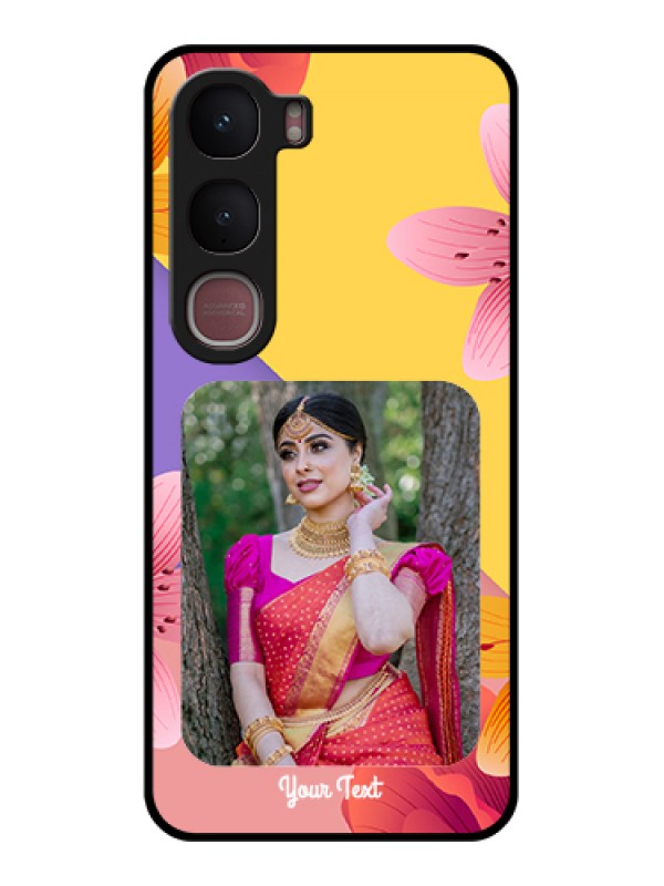 Custom Vivo Y31 5G Custom Glass Phone Case - 3 Image With Vintage Floral Design