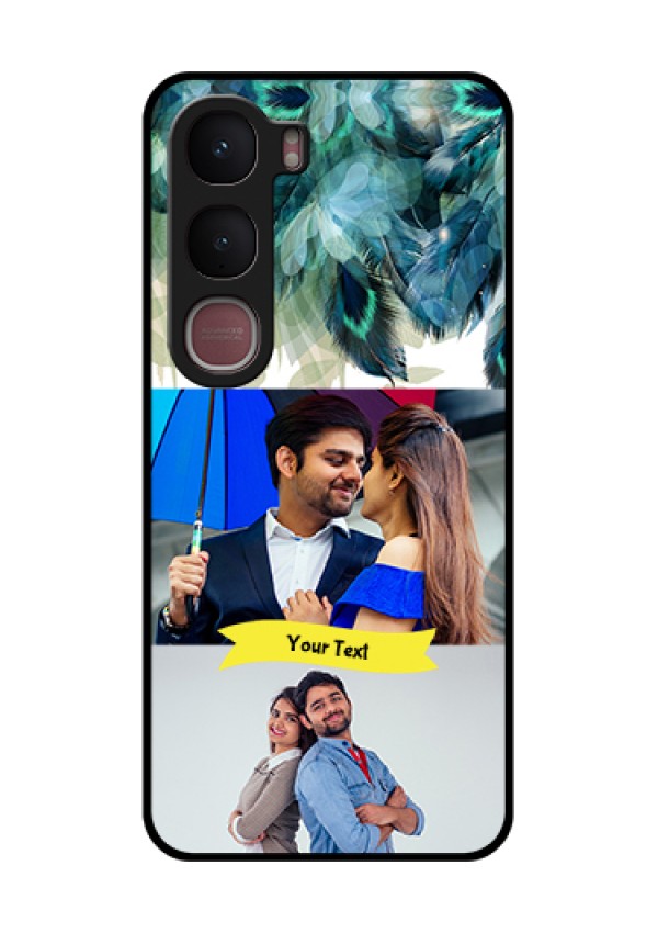 Vivo Y31 5G Custom Glass Phone Case - Image With Boho Peacock Feather Design