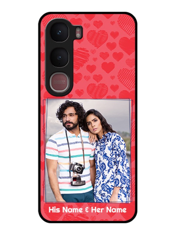 Custom Vivo Y31 5G Custom Glass Phone Case - With Red Heart Symbols Design