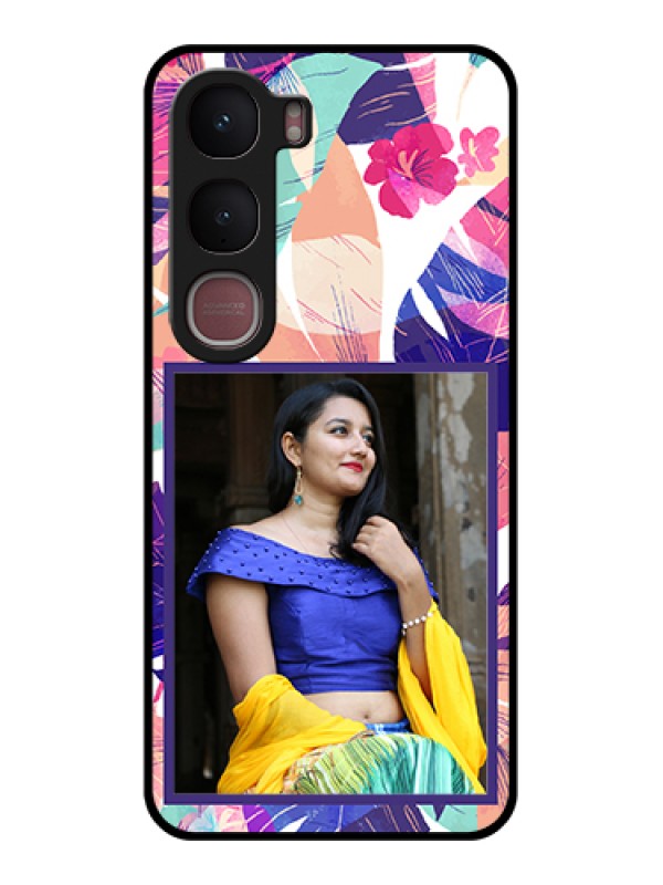 Custom Vivo Y31 5G Custom Glass Phone Case - Abstract Floral Design