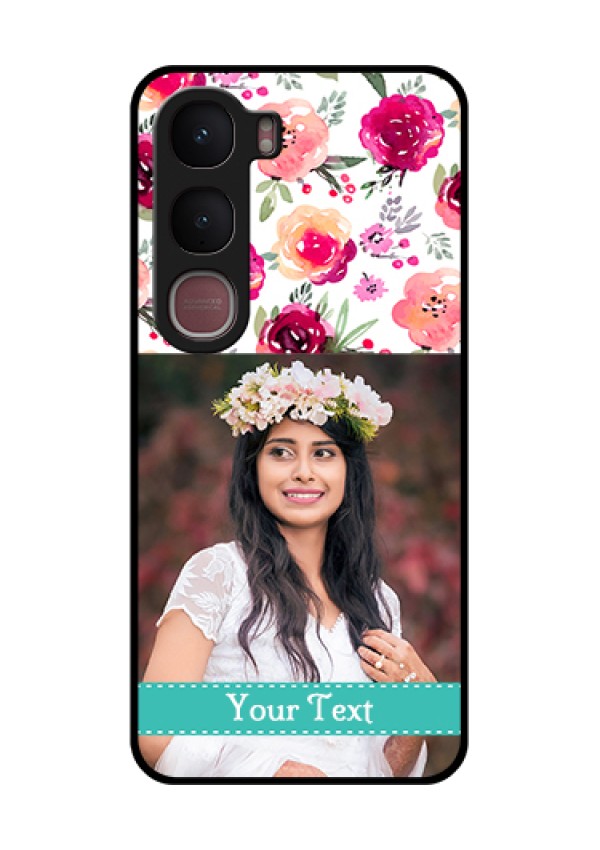 Vivo Y31 5G Custom Glass Phone Case - Water Colors Floral Design