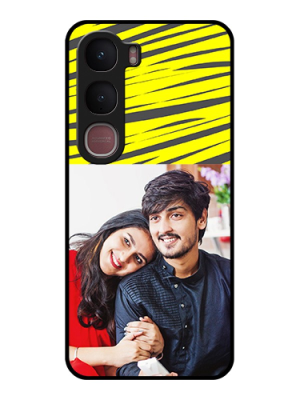 Custom Vivo Y31 5G Custom Glass Phone Case - Yellow Abstract Design