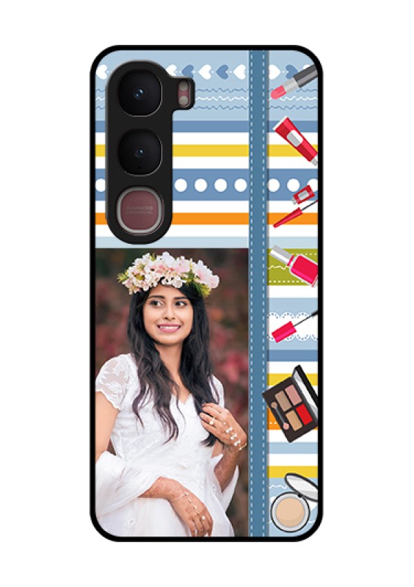 Vivo Y31 5G Custom Glass Phone Case - Makeup Icons Design