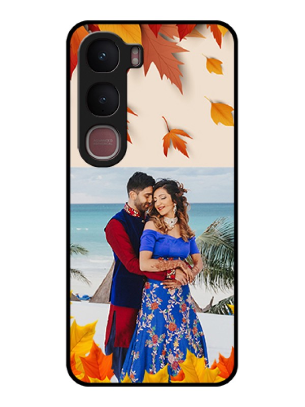 Custom Vivo Y31 5G Custom Glass Phone Case - Autumn Maple Leaves Design