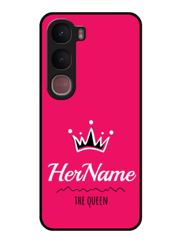 Custom Vivo Y31 5G Custom Glass Phone Case - Queen With Name Design