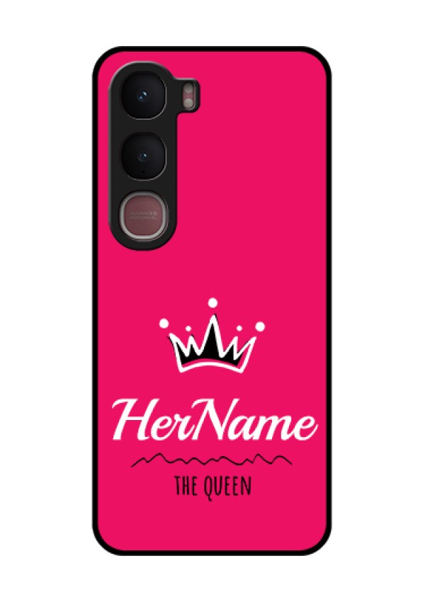 Vivo Y31 5G Custom Glass Phone Case - Queen With Name Design