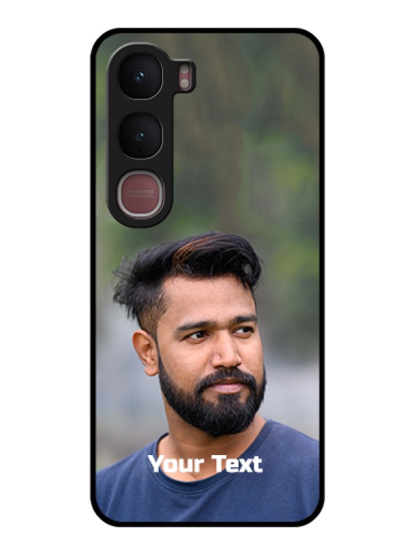 Custom Vivo Y31 5G Custom Glass Phone Case - Photo With Text Design