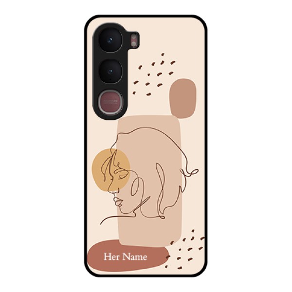 Vivo Y31 5G Custom Glass Phone Case - Calm Woman Line Art Design