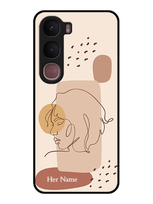 Custom Vivo Y31 5G Custom Glass Phone Case - Calm Woman Line Art Design
